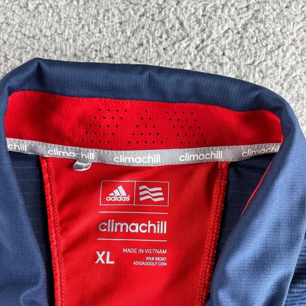 NEW Adidas Polo Shirt Mens Extra Large Blue Graphic Golf Climachill Reflective‎